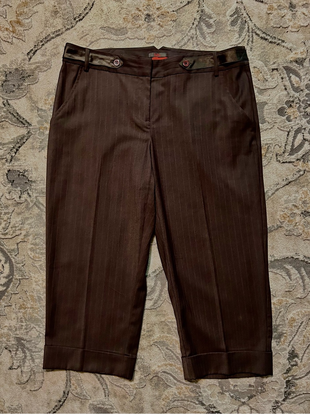 Women's Brown Pinstripe Cropped Kellie Trousers
